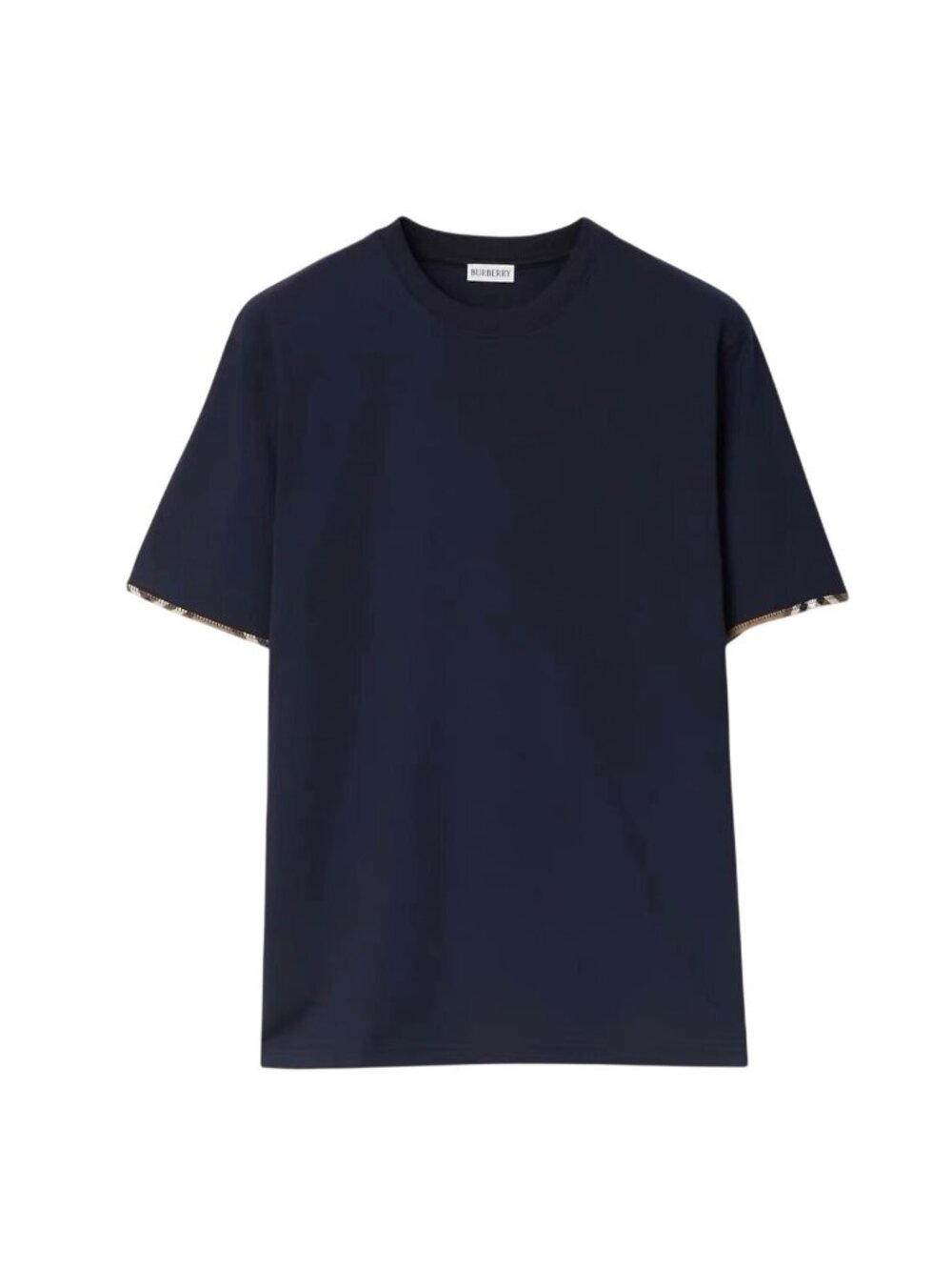 Burberry Women’s Maud Check Trim Cotton Short Sleeve T-shirt Navy Black S 810545